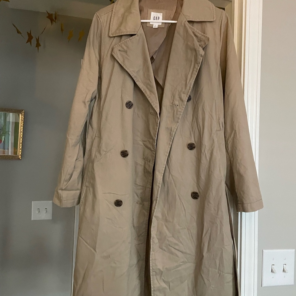 GAP Khaki Double-Breasted Trench Coat